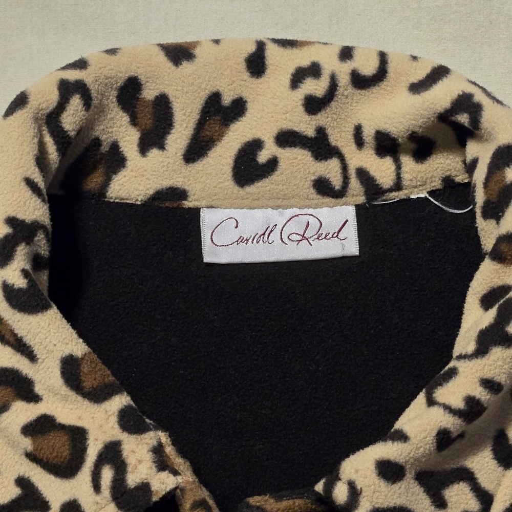 Chic Leopard Print Fleece Box Style Jacket - Picture 4 of 5